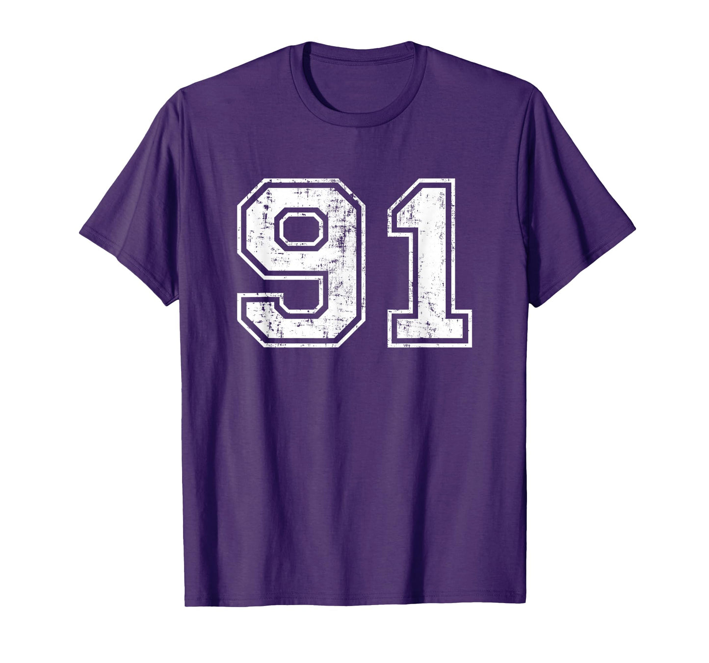 Number 91 Distressed Ninety One T-Shirt - Minimalist Print for Adults - T-Shirt, Sweatshirt, Hoodie