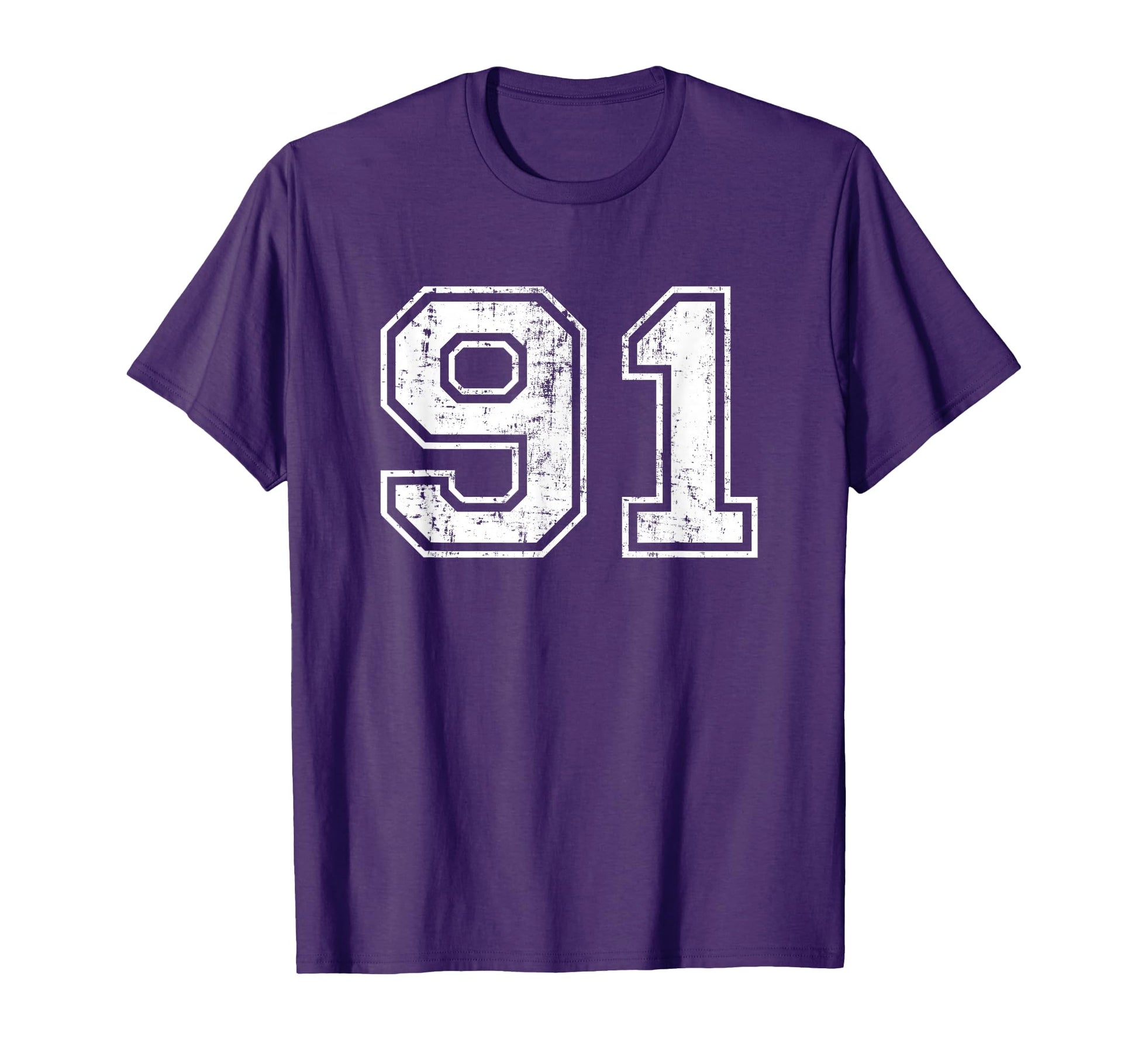 Number 91 Distressed Ninety One T-Shirt - Minimalist Print for Adults - T-Shirt, Sweatshirt, Hoodie