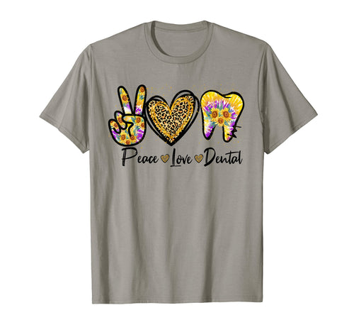 Peace Love Dental Leopard Dentist T-Shirt - Fun Novelty Design Unisex - T-Shirt, Sweatshirt, Hoodie