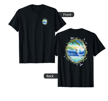 Surfing Front Back 70S Surf Art T-Shirt - Fun Novelty Design for Adults - T-Shirt, Sweatshirt, Hoodie