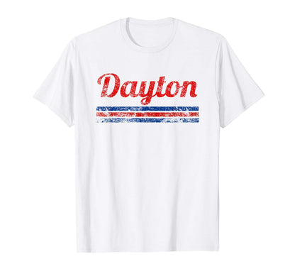 Dayton Ohio Weathered Stripe Throwback T-Shirt - Unique Graphic Unisex - T-Shirt, Sweatshirt, Hoodie