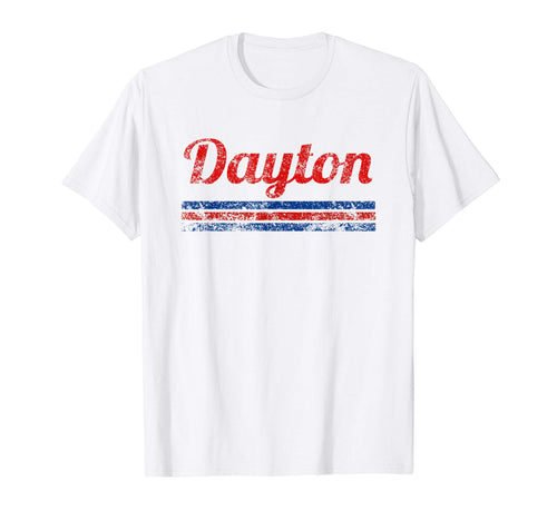 Dayton Ohio Weathered Stripe Throwback T-Shirt - Unique Graphic Unisex - T-Shirt, Sweatshirt, Hoodie