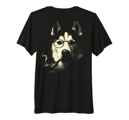 Siberian Husky Glasses Smoking Pipe T-Shirt - Unique Graphic for Adults - T-Shirt, Sweatshirt, Hoodie
