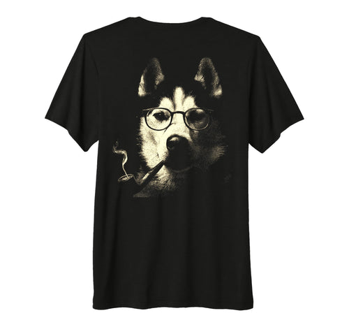 Siberian Husky Glasses Smoking Pipe T-Shirt - Unique Graphic for Adults - T-Shirt, Sweatshirt, Hoodie