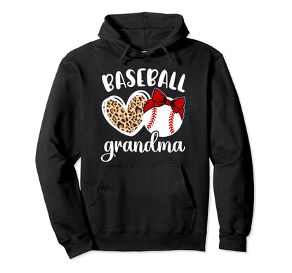 Baseball Grandma Heart Grandma Hoodie - Novelty Apparel for Adults - T-Shirt, Sweatshirt, Hoodie