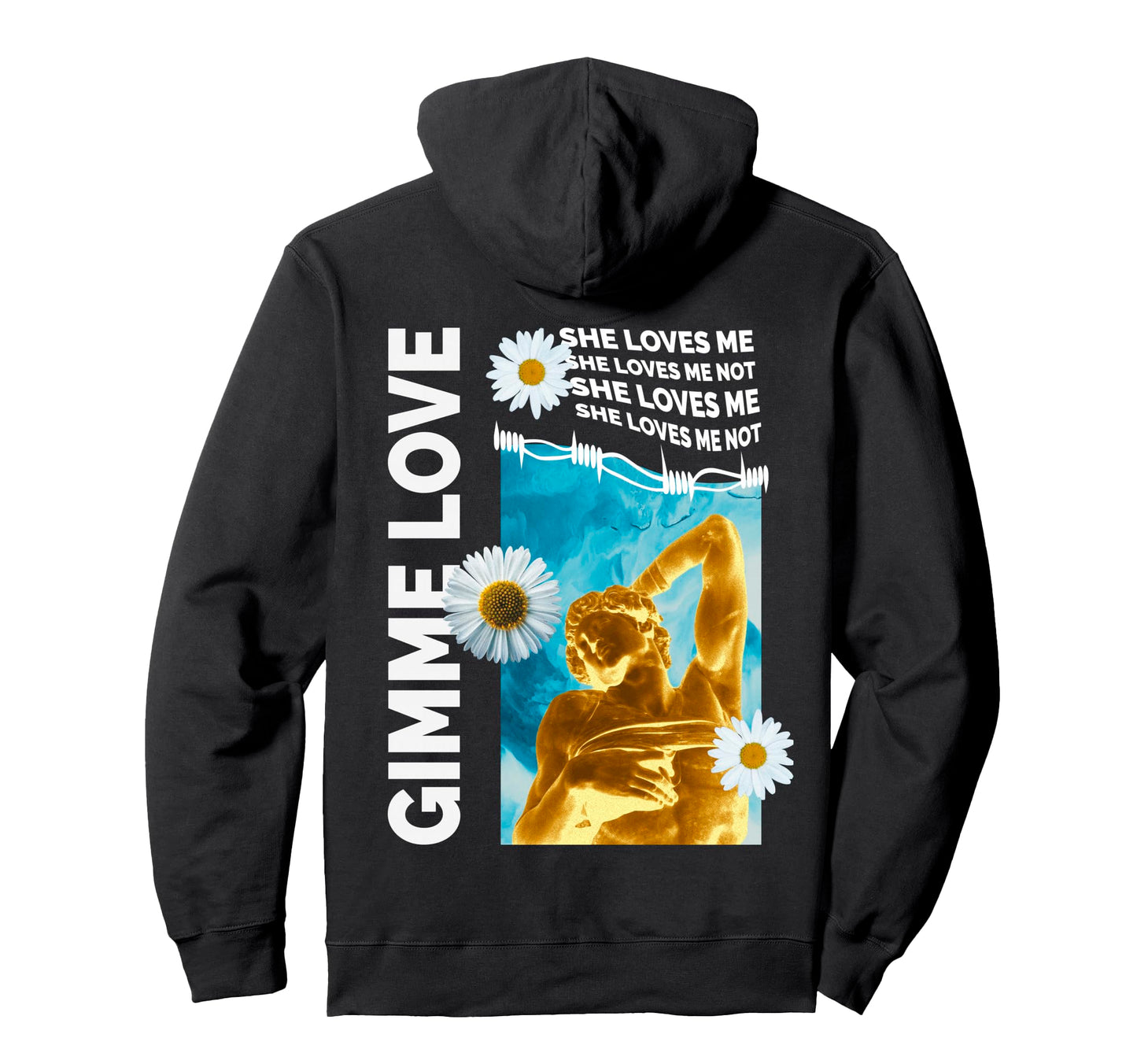 Gimme Love Statue Daisy Aesthetic Edgy Hoodie - Novelty Apparel for Adults - T-Shirt, Sweatshirt, Hoodie