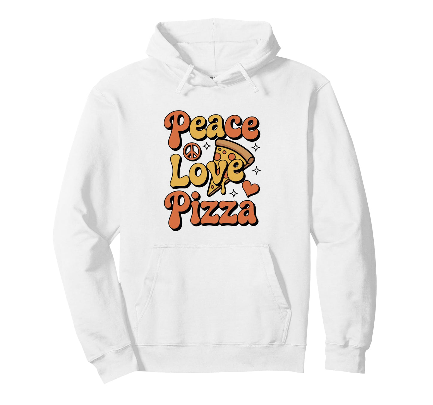 Peace Love Pizza Funny Hoodie - Graphic Print Men Women - T-Shirt, Sweatshirt, Hoodie