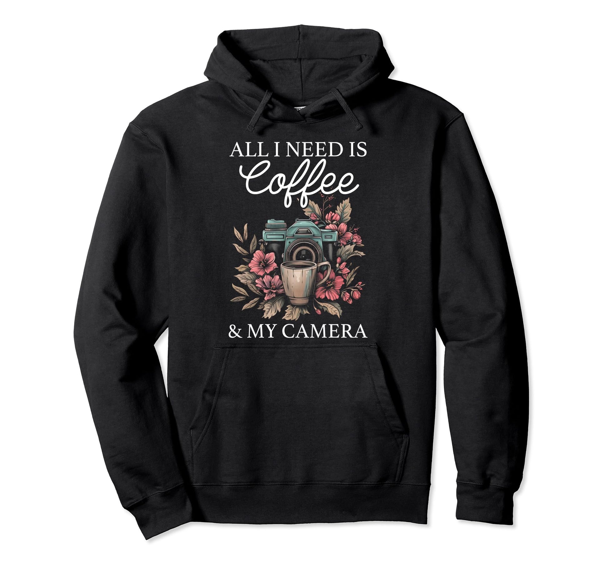 Photographer Coffee Camera Flowers Hoodie - Minimalist Print Unisex - T-Shirt, Sweatshirt, Hoodie