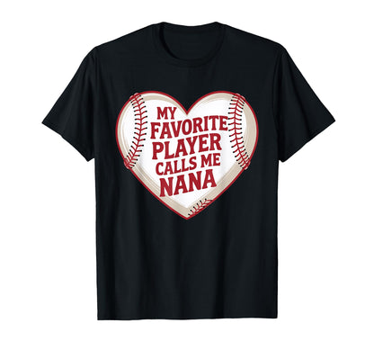 Baseball Heart My Favorite Player T-Shirt - Novelty Apparel for Adults - T-Shirt, Sweatshirt, Hoodie