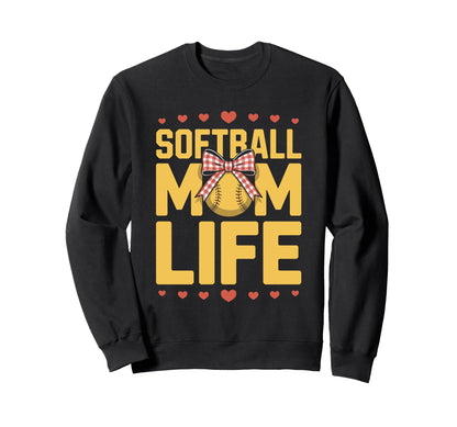 Softball Mom Life Baseball Sweatshirt - Aesthetic Graphic for Adults - T-Shirt, Sweatshirt, Hoodie