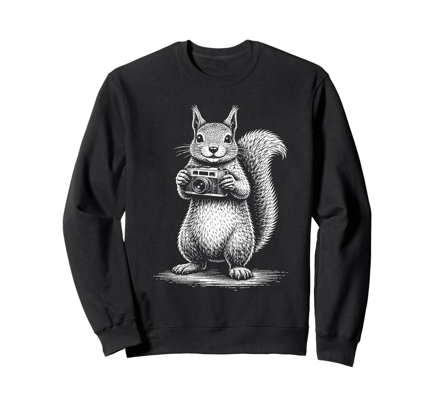 Squirrel Photographer Camera Sweatshirt - Minimalist Print for Adults - T-Shirt, Sweatshirt, Hoodie