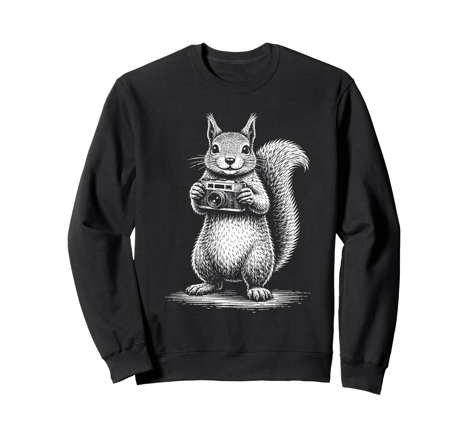 Squirrel Photographer Camera Sweatshirt - Minimalist Print for Adults - T-Shirt, Sweatshirt, Hoodie