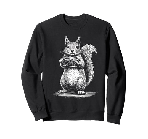 Squirrel Photographer Camera Sweatshirt - Minimalist Print for Adults - T-Shirt, Sweatshirt, Hoodie