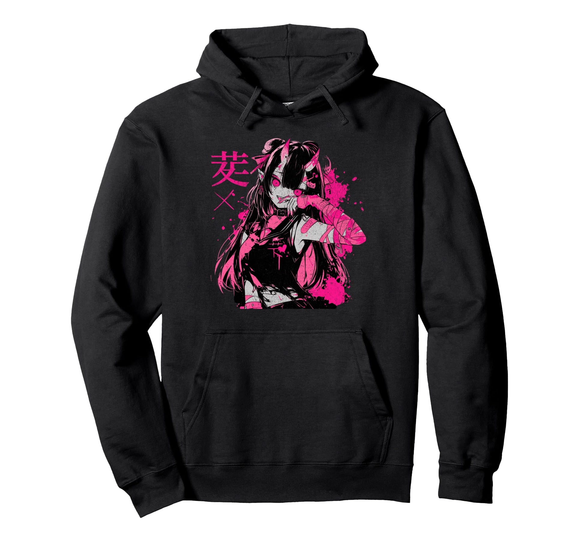 Goth Grunge Demon Anime Waifu Horror Hoodie - Trendy Graphic for Adults - T-Shirt, Sweatshirt, Hoodie