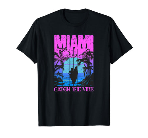 Miami Beach Souvenir Vaporwave T-Shirt - Minimalist Print for Adults - T-Shirt, Sweatshirt, Hoodie