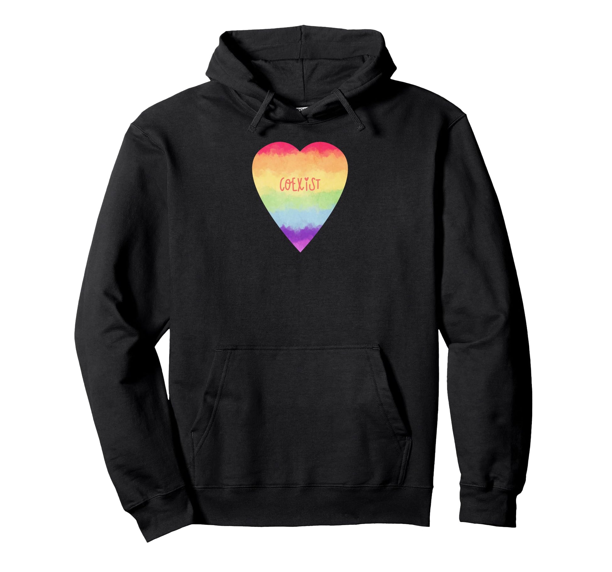 Coexist Rainbow Heart Hoodie - Novelty Apparel Unisex - T-Shirt, Sweatshirt, Hoodie