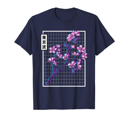 Cherry Blossom Grid Vaporwave Aesthetic T-Shirt - Graphic Print Unisex - T-Shirt, Sweatshirt, Hoodie