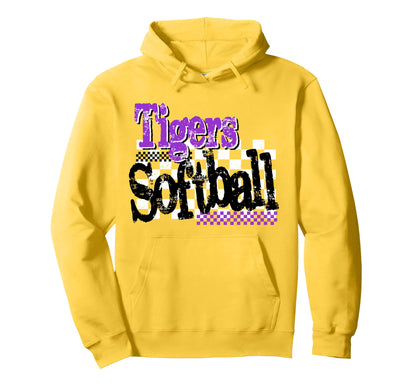 Tigers Softball Mom Purple Tiger Pride Hoodie - Streetwear Style Unisex - T-Shirt, Sweatshirt, Hoodie