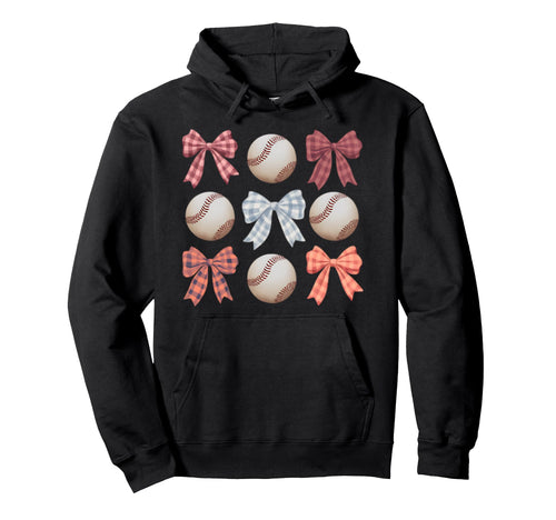 Baseball Coquette Bow Mom Sister Hoodie - Trendy Graphic Men Women - T-Shirt, Sweatshirt, Hoodie