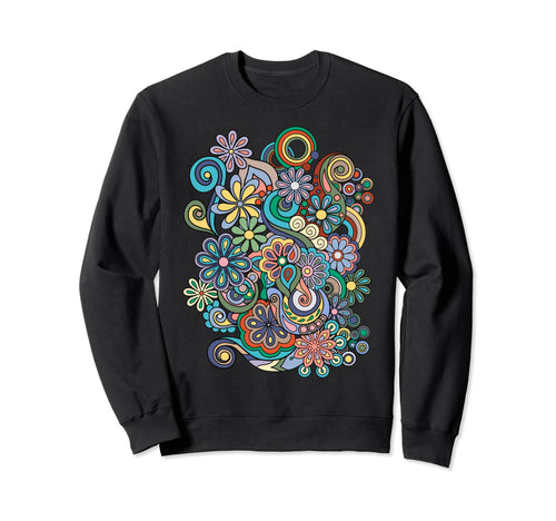 Colorful Hand Drawn Floral Boho Sweatshirt - Minimalist Print Men Women - T-Shirt, Sweatshirt, Hoodie