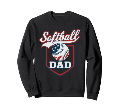 Patriotic Softball Dad Us Flag Proud Sweatshirt - Aesthetic Graphic Unisex - T-Shirt, Sweatshirt, Hoodie