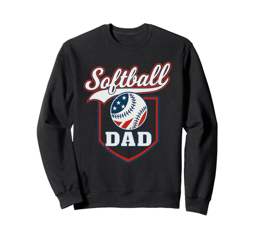 Patriotic Softball Dad Us Flag Proud Sweatshirt - Aesthetic Graphic Unisex - T-Shirt, Sweatshirt, Hoodie