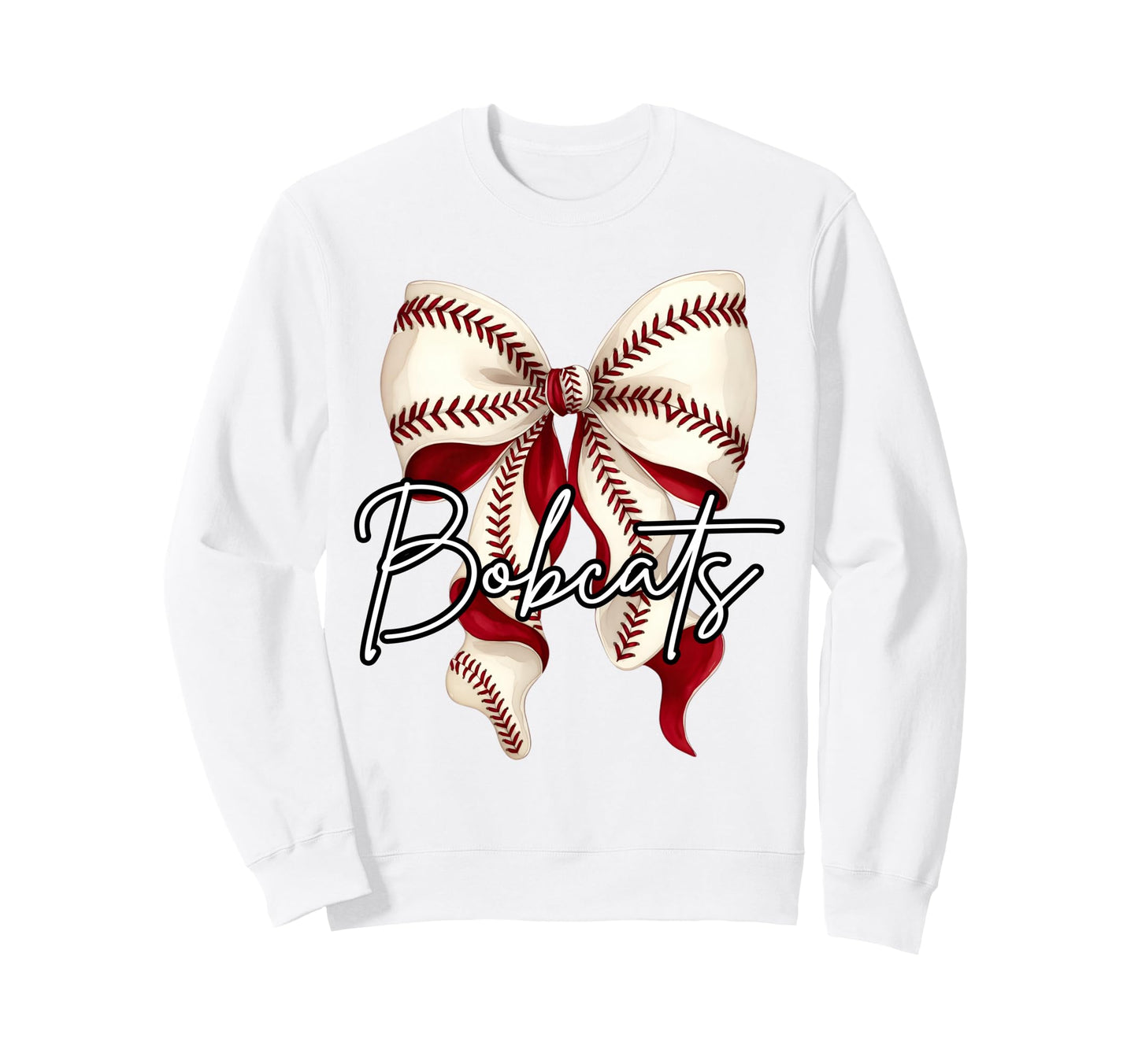 Bobcats Baseball Mom Coquette Bow Game Sweatshirt - Graphic Print Unisex - T-Shirt, Sweatshirt, Hoodie