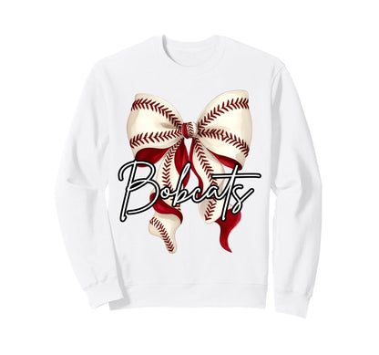 Bobcats Baseball Mom Coquette Bow Game Sweatshirt - Graphic Print Unisex - T-Shirt, Sweatshirt, Hoodie