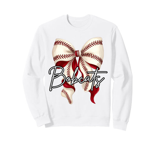 Bobcats Baseball Mom Coquette Bow Game Sweatshirt - Graphic Print Unisex - T-Shirt, Sweatshirt, Hoodie