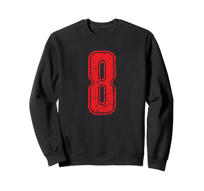 Number 8 Red Sport Varsity Number 8 Sweatshirt - Streetwear Style Unisex - T-Shirt, Sweatshirt, Hoodie