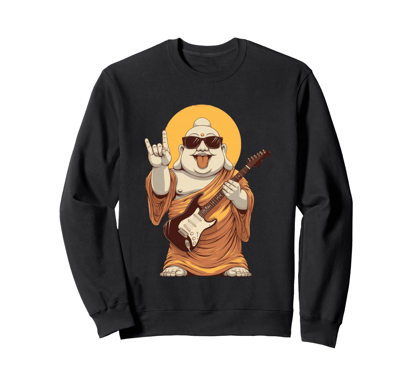 Funny Buddha Guitar Player Rock Music Sweatshirt - Custom Art Print Unisex - T-Shirt, Sweatshirt, Hoodie