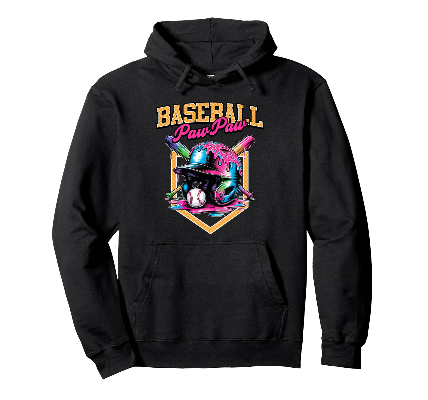 Baseball Pawpaw Tie Dye Baseball Drip Hoodie - Custom Art Print Men Women - T-Shirt, Sweatshirt, Hoodie