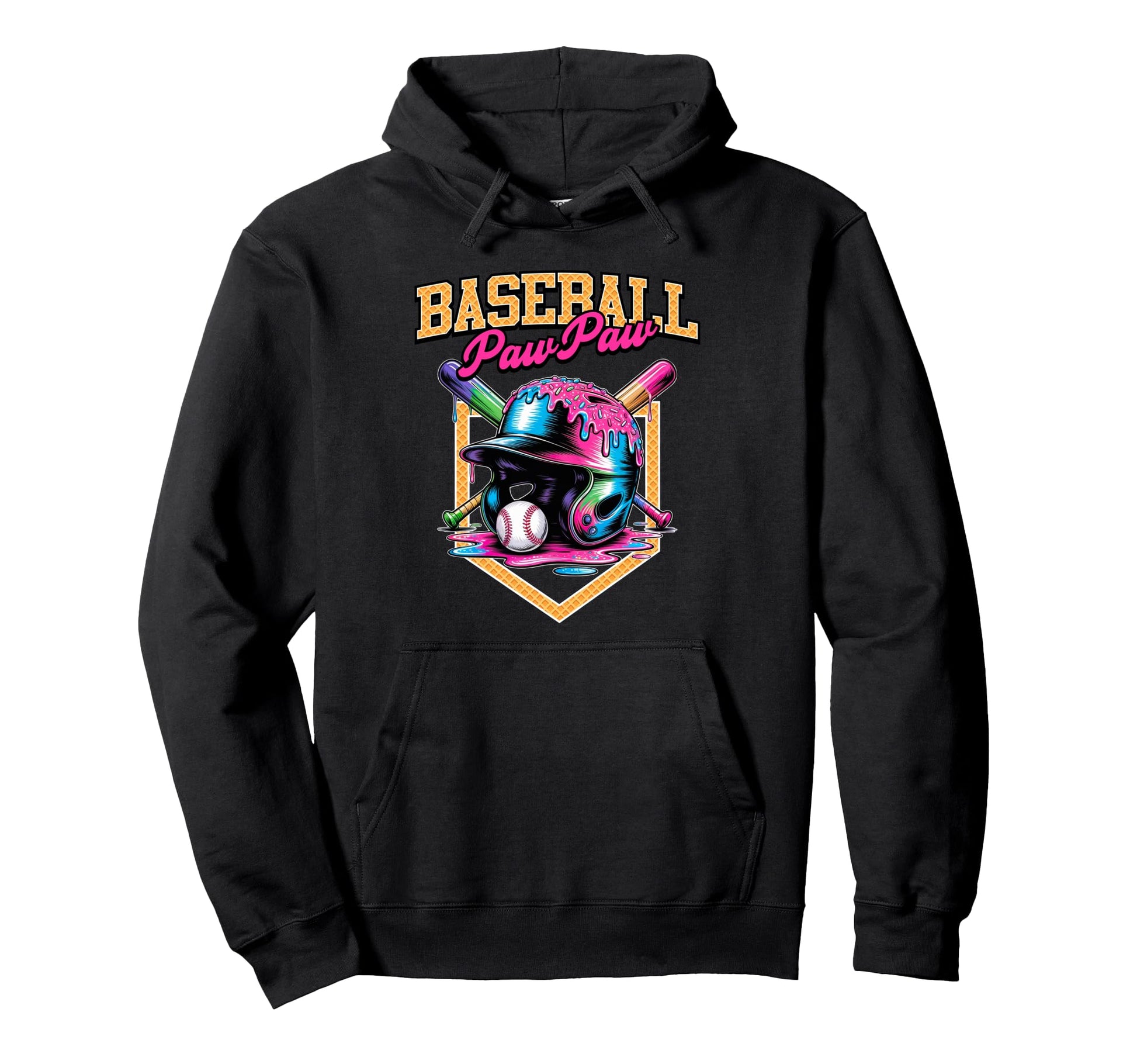 Baseball Pawpaw Tie Dye Baseball Drip Hoodie - Custom Art Print Men Women - T-Shirt, Sweatshirt, Hoodie