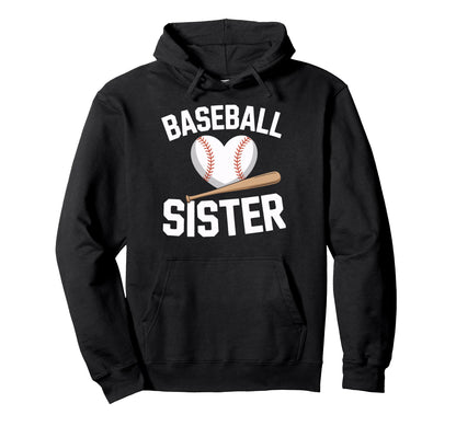 Baseball Sister Supporting Player Fans Hoodie - Graphic Print Men Women - T-Shirt, Sweatshirt, Hoodie