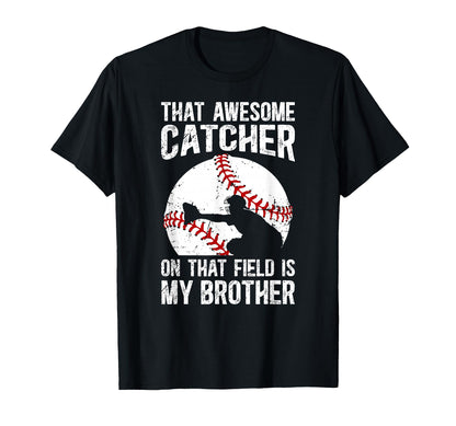 Baseball Catcher Brother Proud T-Shirt - Minimalist Print for Adults - T-Shirt, Sweatshirt, Hoodie