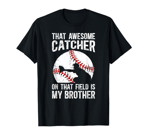 Baseball Catcher Brother Proud T-Shirt - Minimalist Print for Adults - T-Shirt, Sweatshirt, Hoodie