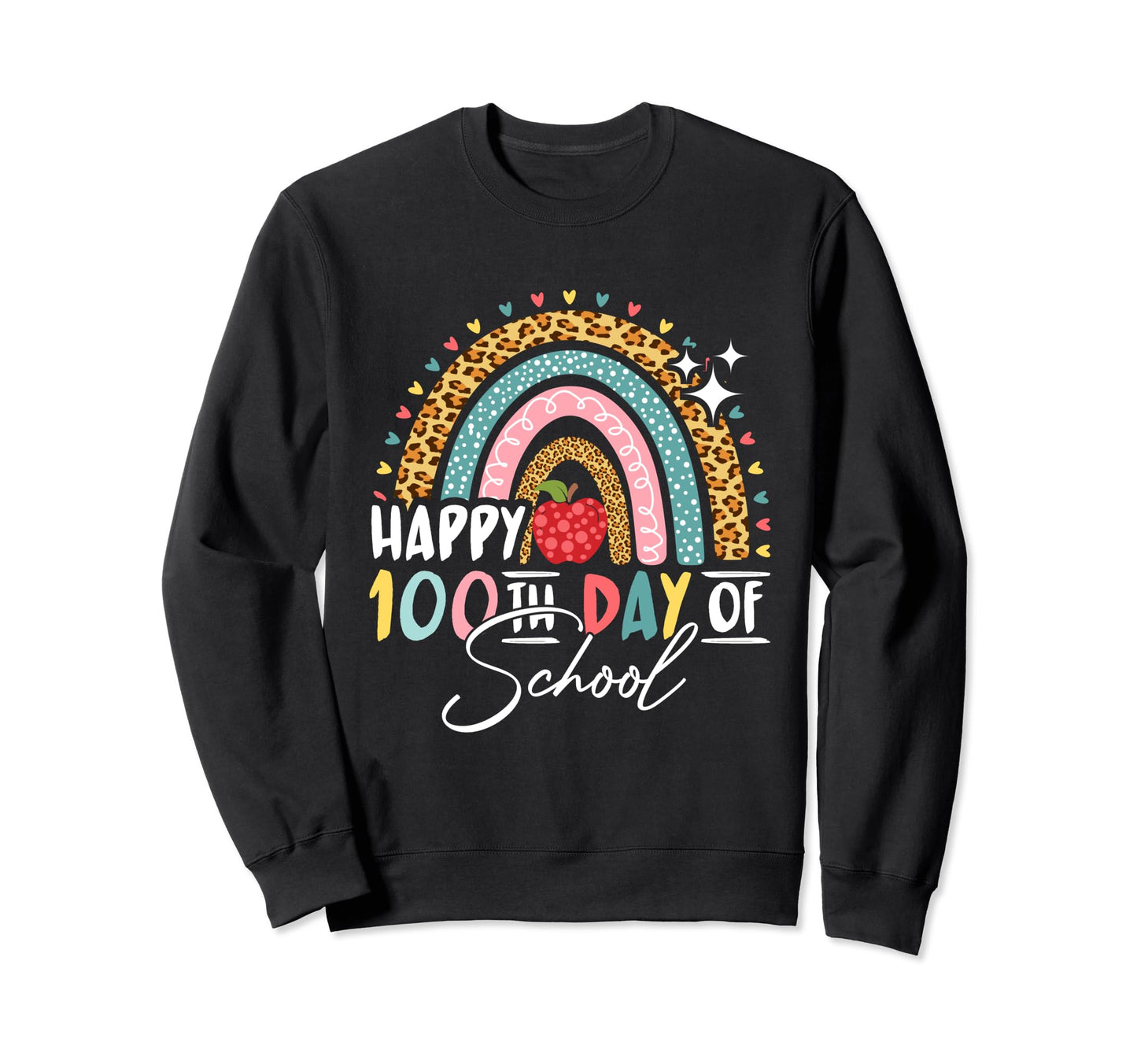 100Th Day School Leopard Funny Sweatshirt - Fun Novelty Design for Adults - T-Shirt, Sweatshirt, Hoodie