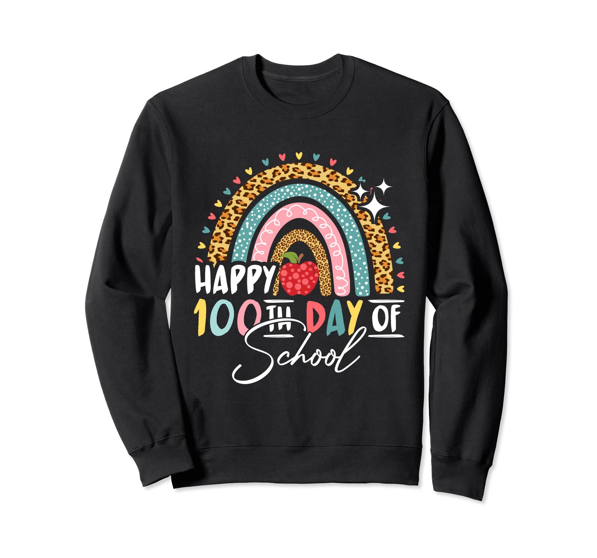 100Th Day School Leopard Funny Sweatshirt - Fun Novelty Design for Adults - T-Shirt, Sweatshirt, Hoodie