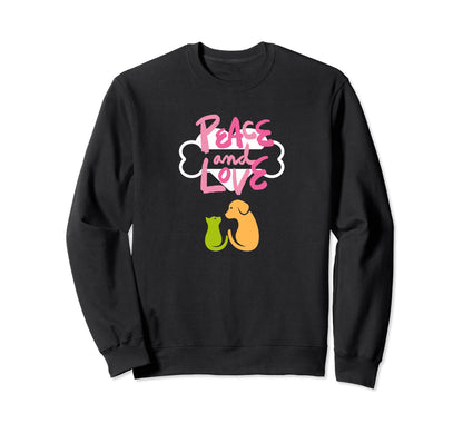 Dog Lover Peace Love Dogs Puppy Sweatshirt - Unique Graphic Unisex - T-Shirt, Sweatshirt, Hoodie