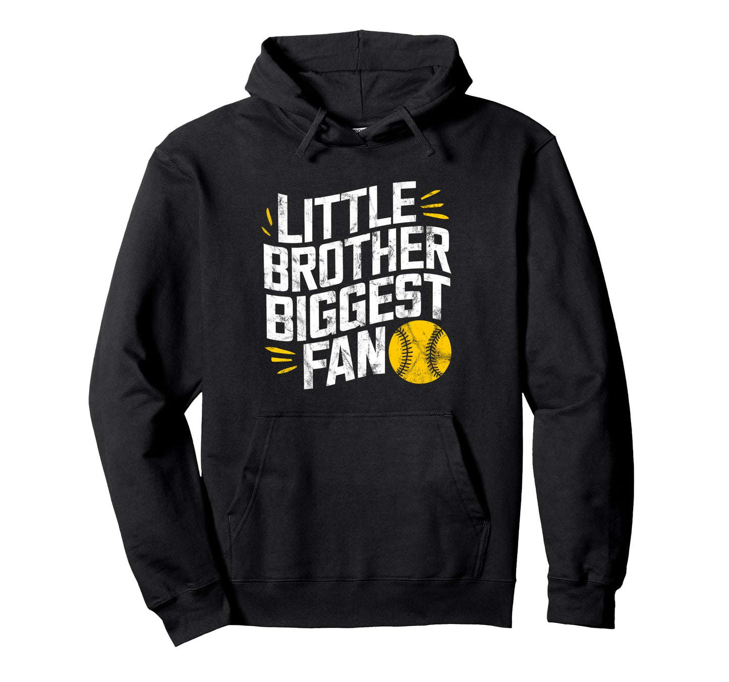 Little Brother Biggest Fan Softball Hoodie - Novelty Apparel for Adults - T-Shirt, Sweatshirt, Hoodie