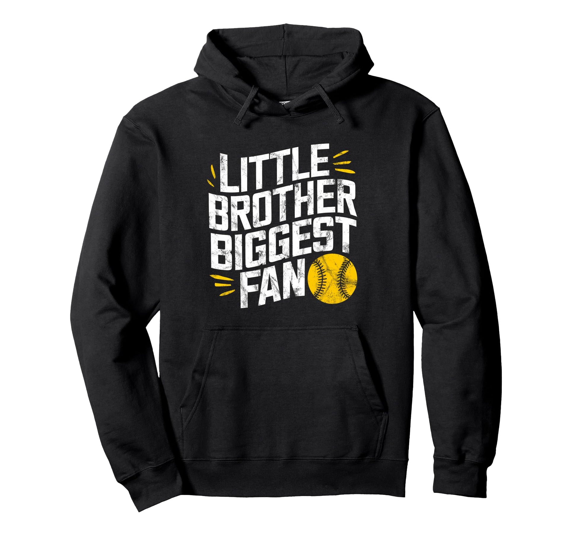 Little Brother Biggest Fan Softball Hoodie - Novelty Apparel for Adults - T-Shirt, Sweatshirt, Hoodie