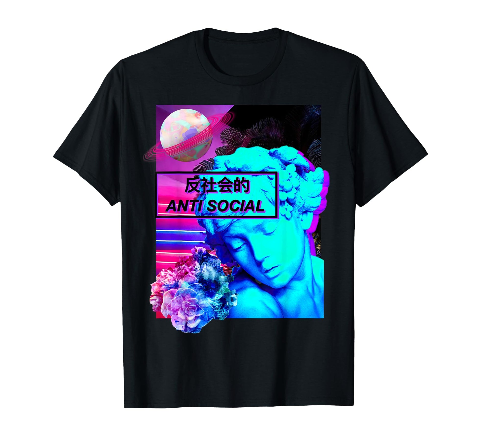 Anti Social Aesthetic Vaporwave Anime T-Shirt - Graphic Print for Adults - T-Shirt, Sweatshirt, Hoodie