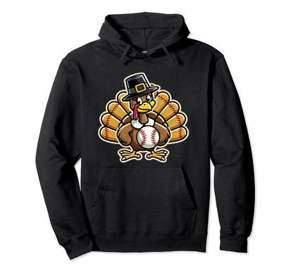 Baseball Turkey Funny Thanksgiving Hoodie - Casual Everyday Wear Unisex - T-Shirt, Sweatshirt, Hoodie