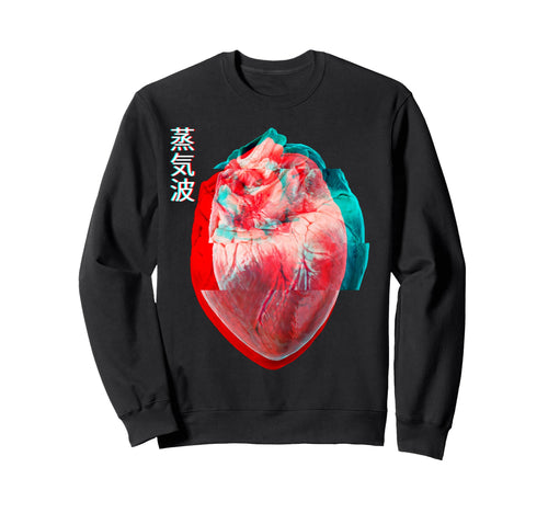 Aesthetic Vaporwave Japanese Heart Sweatshirt - Aesthetic Graphic Men Women - T-Shirt, Sweatshirt, Hoodie