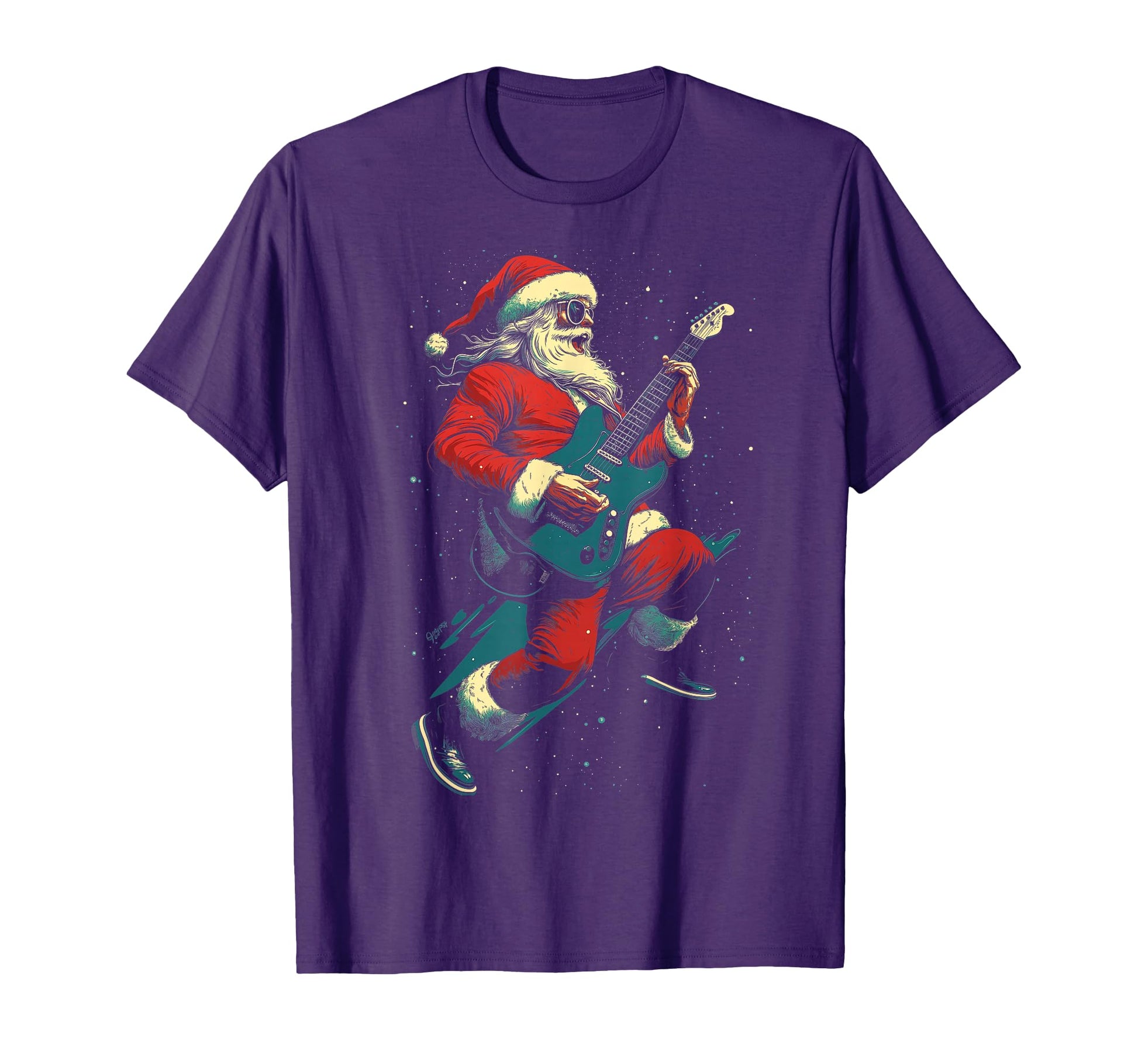 Rocking Santa Rock And Roll T-Shirt - Casual Everyday Wear Men Women - T-Shirt, Sweatshirt, Hoodie