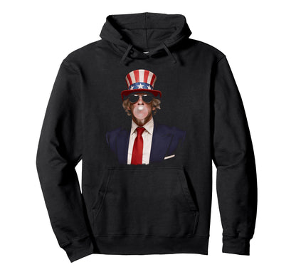 Funny Uncle Sam Blowing Bubble American Hoodie - Graphic Print Men Women - T-Shirt, Sweatshirt, Hoodie