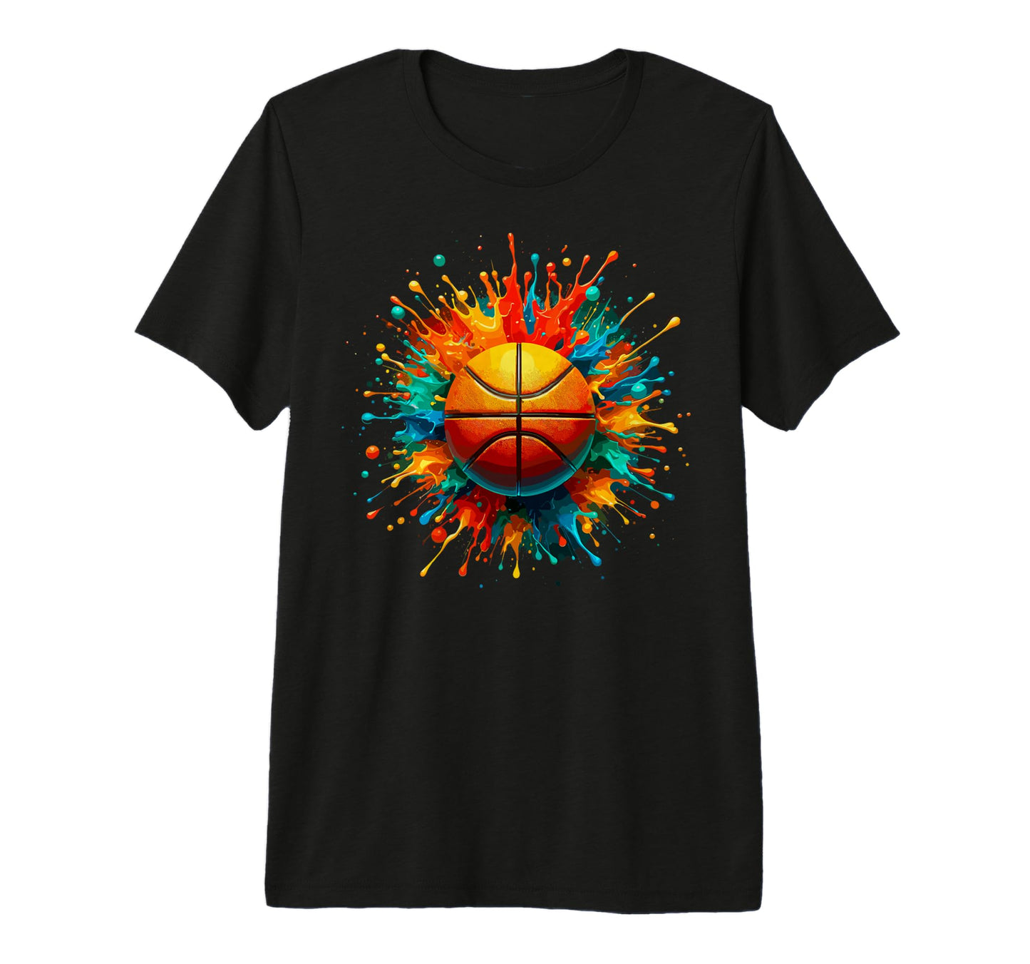 Colorful Paints Splash Basketball Ball T-Shirt - Trendy Graphic Men Women - T-Shirt, Sweatshirt, Hoodie