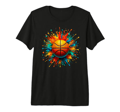 Colorful Paints Splash Basketball Ball T-Shirt - Trendy Graphic Men Women - T-Shirt, Sweatshirt, Hoodie