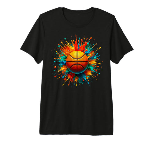 Colorful Paints Splash Basketball Ball T-Shirt - Trendy Graphic Men Women - T-Shirt, Sweatshirt, Hoodie