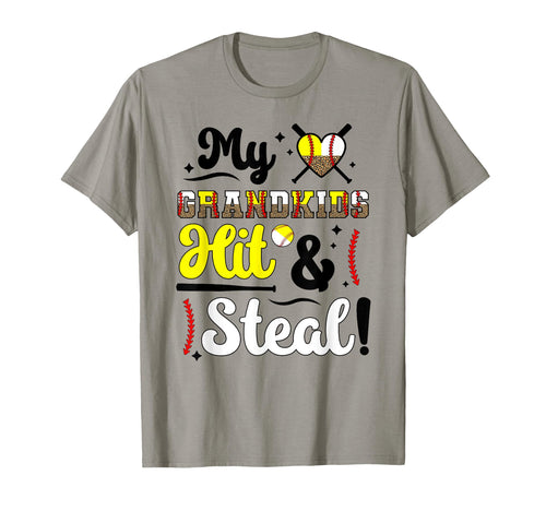 Grandkids Hit Steal Baseball Softball T-Shirt - Graphic Print Men Women - T-Shirt, Sweatshirt, Hoodie